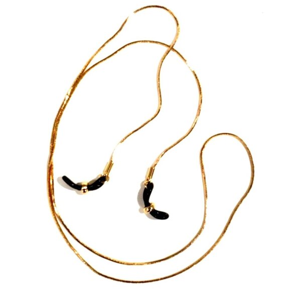 ✨ Express Gold-Tone Snake Chain Eyeglass Holder w/ Black Accents Women's Jewelry - Picture 1 of 9